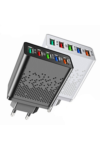 choice2 WHITE EU 5 Ports USB Charger 68W Fast Charging EU/US Plug Wall Charge...