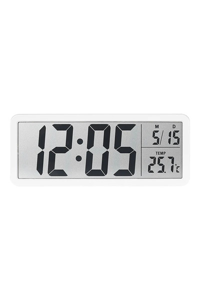 Choice white Battery Powered LCD Digital Wall Clock Time Week Date & Temp Display Desktop Table Clock 12/24
