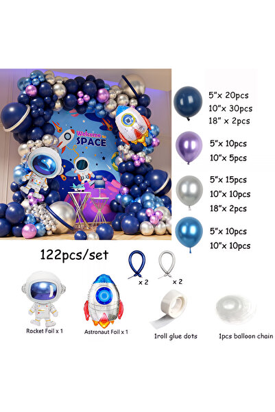 Choice كما هو موضح في الصورة، طقم بالونات فضائية مكون من 122 قطعة، يتضمن بالو...