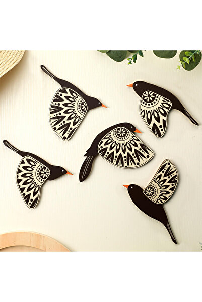 Choice TM2081 5 قطع من الفن الجداري الخشبي للطيور زخرفة جدارية من الطيور الطا...