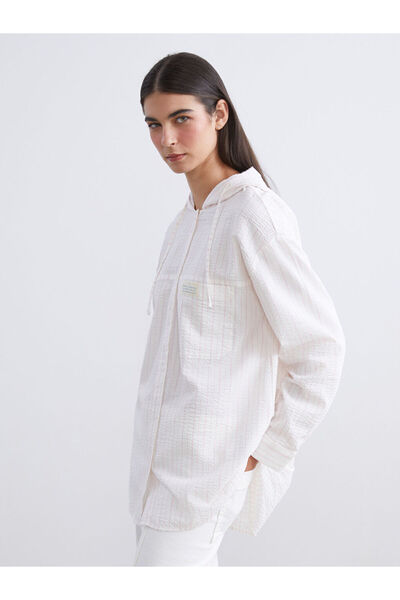 LC Waikiki Rmz Gi̇yi̇m Farkiyla Hooded Striped Women's Shirt Tunic
