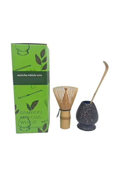 Choice Black Dot 3pcs/set Matcha Set Bamboo Whisk Tea spoon Ceramic fittings Matcha Whisk (Chasen) Tea Spoo