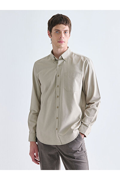 LC Waikiki Regular Fit Long Sleeve Dobby Fabric Men's Shirt
