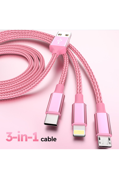 Choice 1.2 م 1 قطعة 1.2 م/4 أقدام نايلون مضفر 【معتمد من MFi】 كابل شحن USB 3 ف...