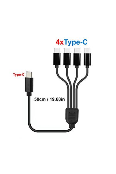 Choice C إلى 4xtype-C 50 سم 20 سم كابل شحن متعدد USB قصير إلى Type C USB-C إل...