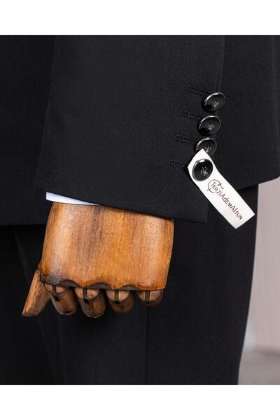 TerziAdemAltun İtalyan stil slim fit ceket pantalon takım elbise siyah T14379