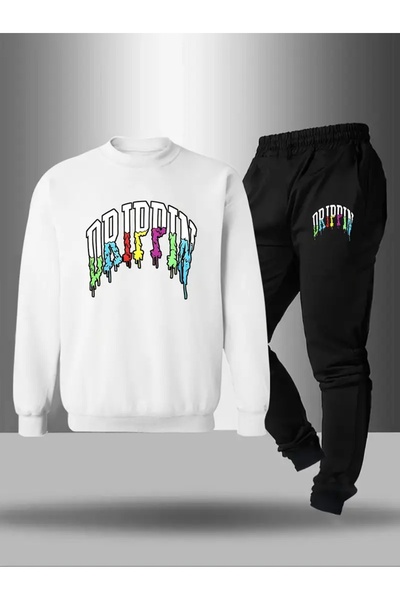 CROPSEL Children's Printed Crew Neck Sweatshirt and Sweatpants Set 3 Thread Raster for Autumn/Winter