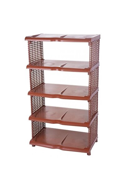 Strend Pro Shoe storage rack, 5 shelves, plastic, rattan, brown, 48x30.5x86 cm