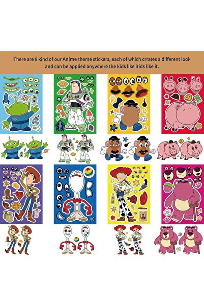 Choice 16 قطعة من ملصقات الألغاز من Toy Story، لعبة اصنع وجهًا مضحكًا لتزيين ...