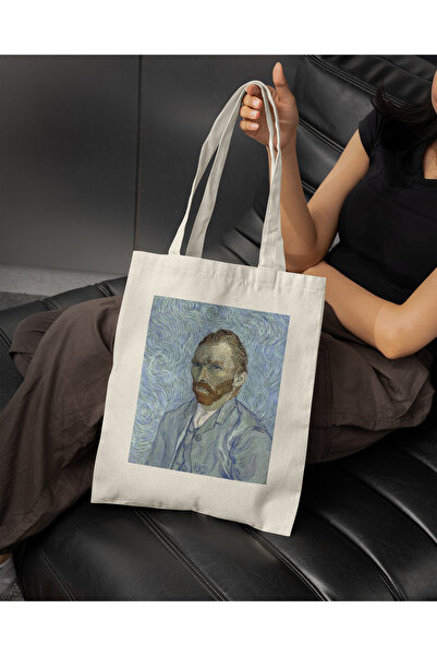 INKD حقيبة قماش فنية - تصميم فينسنت فان جوخ "الصورة الشخصية" - 30x35