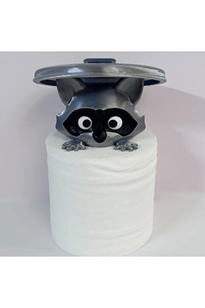 Choice Silvery 1Pc Adorable 3D Printed Raccoon Toilet Roll Paper Holder White...