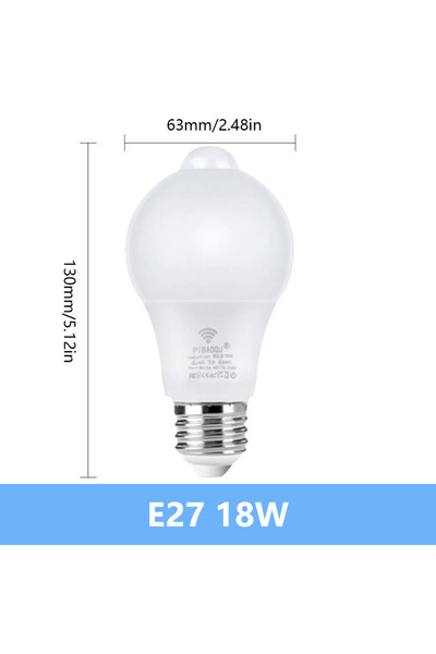Choice AC220V(175-265V) مصباح LED أبيض بارد E27 18 واط مع مستشعر حركة 220 فول...