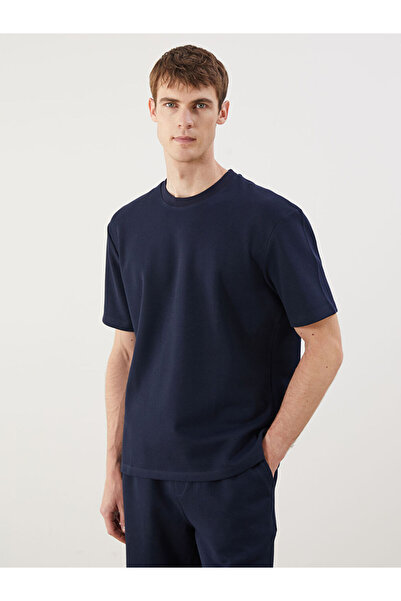 LC Waikiki Tricou pentru bărbați, albastru marin, cu guler tip ciclist, din ț...