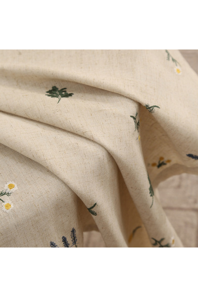 Choice 90x90cm beige Linen Tablecloth with Embroidered Ear of Wheat for Kitchen Living Room Dining Table F