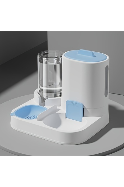 Choice Blue 1-Pack Automatic Gravity-Fed Cat Water Dispenser & Feeder - Spill...