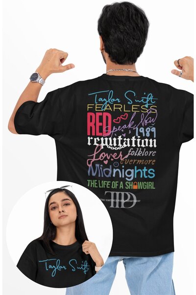 Fuddy Moda تي شيرت مطبوع عليه صورة ظهر الألبوم بالكامل للجنسين، تي شيرت كبير ...