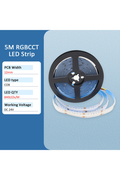 Choice شريط RGBCCT 5 م DC 24 فولت شريط LED RGBCCT COB 5 م فقط 24 فولت 6 سنون ...