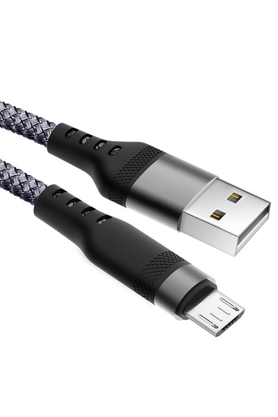 Choice كابل شحن سريع USB من النوع C بطول 3 أمتار، رمادي اللون، مزود بمنفذ Mic...
