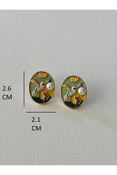 Nilsu Aksesuar Vintage İnci Detaylı Kuş Motifli Kadın Küpe