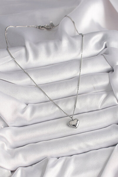 Lisinya قلادة نسائية من الفولاذ 316L بلون فضي مع تصميم قلب محفور -