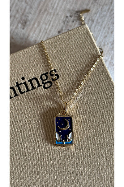 LUXSTONE قلادة توروت باللون الأزرق الداكن والذهبي