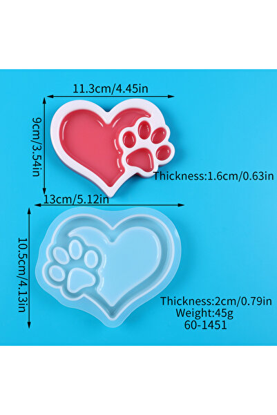Choice1 Cat Paw 60-1451 Heart Cat Paw Storage Tray Silicone Mold Cat Plate Tr...