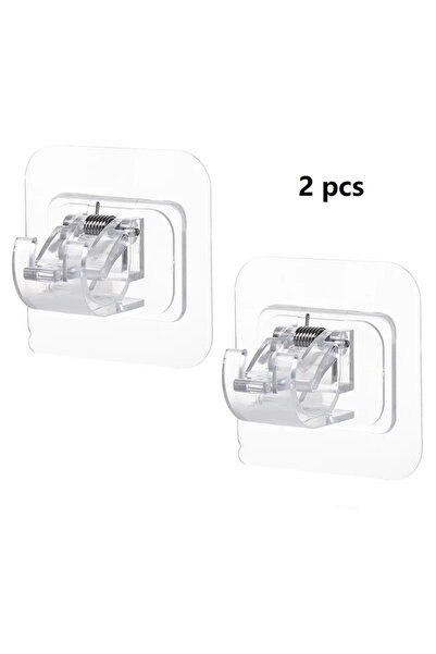 Choice 2 قطعة - 2 قطعة شفافة من قضبان الستائر المثقوبة بدون ثقوب - حامل قضبان...