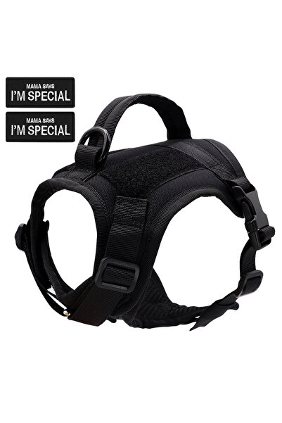Choice Free Size Black Nylon Cat Harness Vest with 2 Sticker Military Tactica...