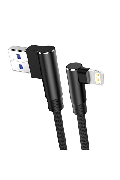 Choice كابل USB أسود بطول 3 أمتار بزاوية 90 درجة لأجهزة iPhone 14 و13 و12 و11...