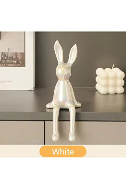 Choice 1 قطعة بيضاء من السيراميك الإبداعي على شكل أرنب طويل الأذنين زخرفة غرف...