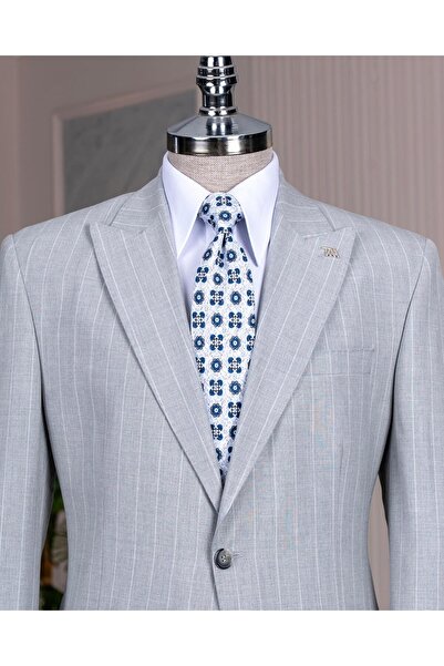 TerziAdemAltun İtalyan stil slim fit sivri yaka ceket pantolon takım elbise gri T14256