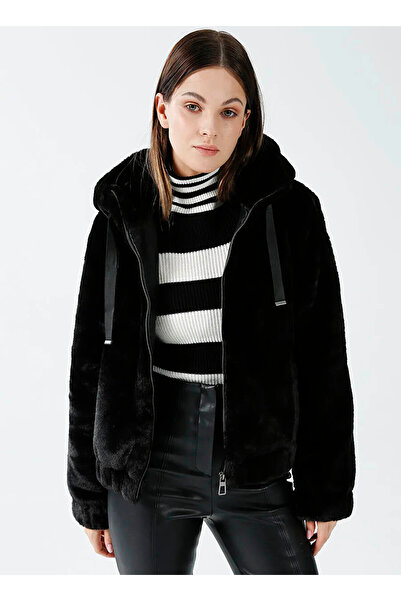 ONLY Γυναικείο παλτό Onlvida Fur Hooded Black 15260047