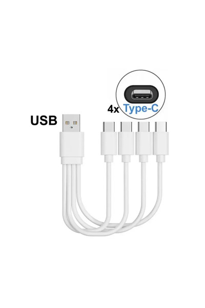 Choice كابل شحن USB متعدد قصير 20 سم من USB إلى 4xType-C، 4 في 1، كابل شحن مت...