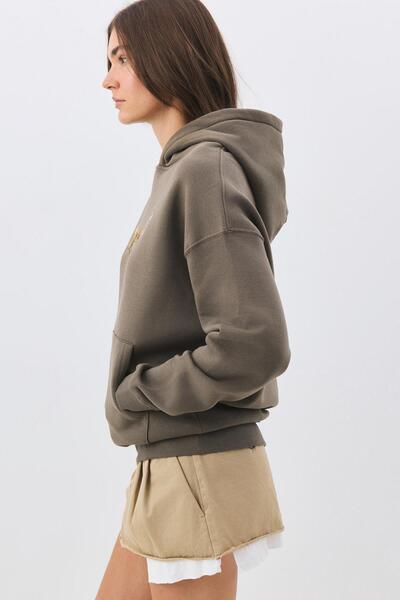 Trendiz Women's Leopard Tail Ribbon Sweatshirt Anthracite