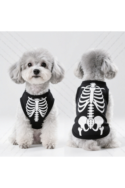 Miniso S GG-ZKB.1 Halloween Pet Dog Clothing Dog Vest Skeletal Perspective Effect Pattern Essential Item Fo