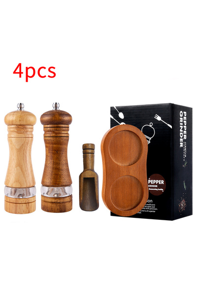 Choice 4 قطع 1 قطعة مطحنة فلفل يدوية؛ أكريليك وخشب مطاطي قلب سيراميك مسحوق فل...