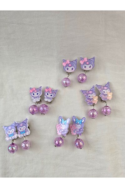 Beyaz Dükkan Kuromi Kıstırmalı küpe 1 Çift