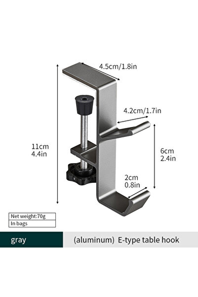Choice حقيبة تعليق رمادية اللون مزودة بخطافين بدون ثقب على جانب مكتب الطالب ح...