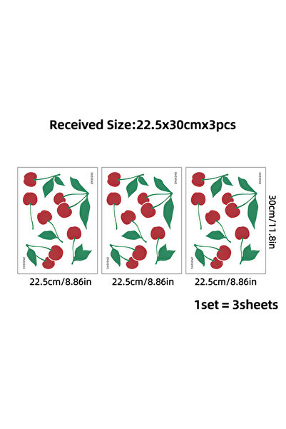 Choice ملصقات جدارية على شكل فاكهة الكرز الأحمر الكرزي قابلة للإزالة ملصقات ج...