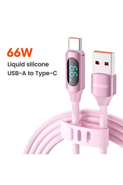 Toocki كابل USB من النوع C بطول 2 متر، لون وردي، 6 أمبير، 66 واط، شحن سريع له...