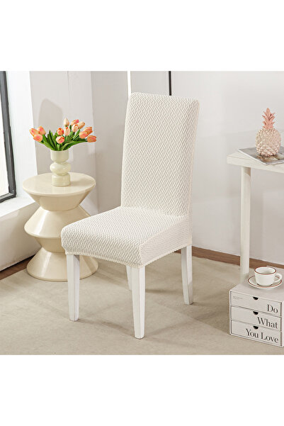 Choice 02 Long checkered jacquard chair cushion cover, solid color elastic ch...