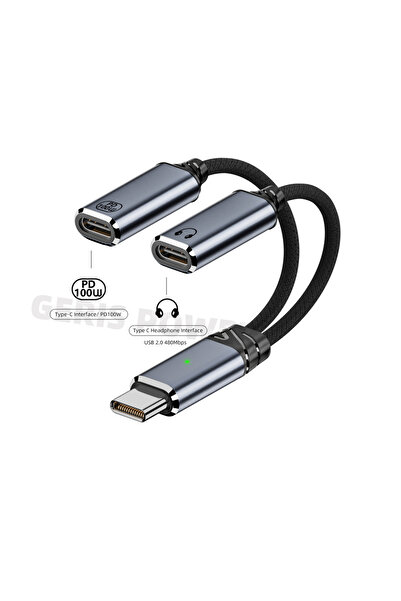 Choice مقسم USB C رمادي 2 في 1 إلى محول صوت مزدوج من نوع USB C لمقبس سماعة ال...