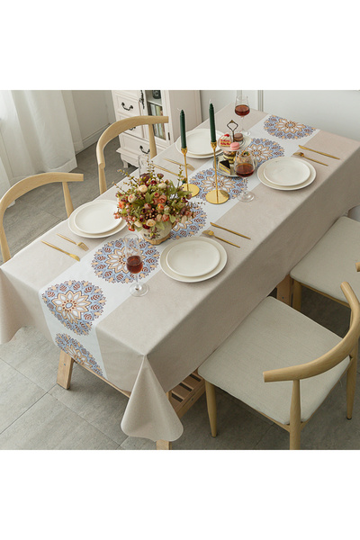 Choice 140x220cm tb024 Mandala Series Printed Tablecloth Anti-scalding Thickened Rectangular Home Party Din