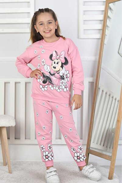 MİNNİE MOUSE BASKILI PEMBE KIZ ÇOCUK EŞOFMAN TAKIMI