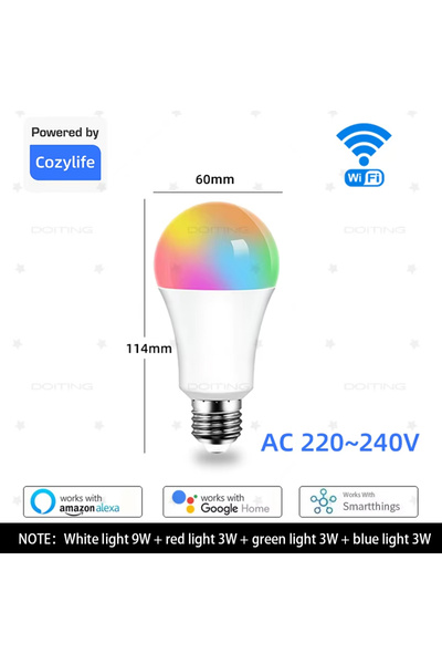Choice نعم 1 قطعة تيار متردد 220-240 فولت 15 واط واي فاي E27 واي فاي لمبة ذكي...