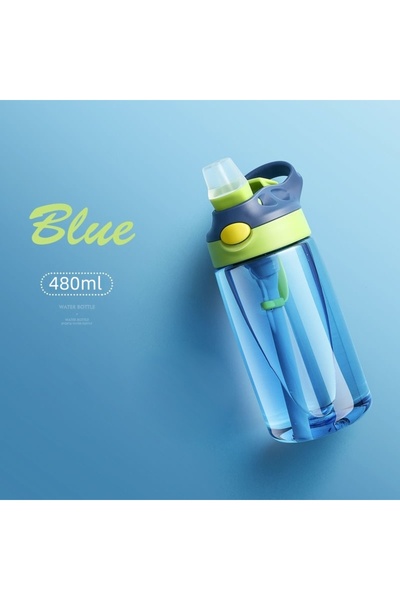 Choice 480 مل زرقاء 480 مل كوب تغذية للأطفال زجاجة مياه مانعة للتسرب مع قشة م...