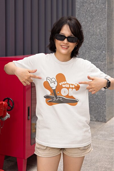 ArtYus Girl/Woman I'M Okay Transfer Printed Round Neck Short Sleeve T-Shirt