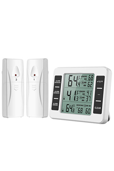 Choice WHITE For Kitchen, Freezer, Garden Wireless Thermometer +2 Sensor Indoor Outdoor Temperature Meter w