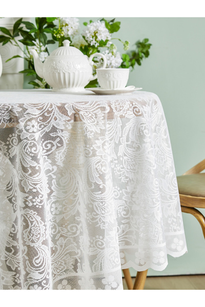 Choice 90cm round white 70 inch white round lace tablecloth for wedding party decoration, outdoor terrace d