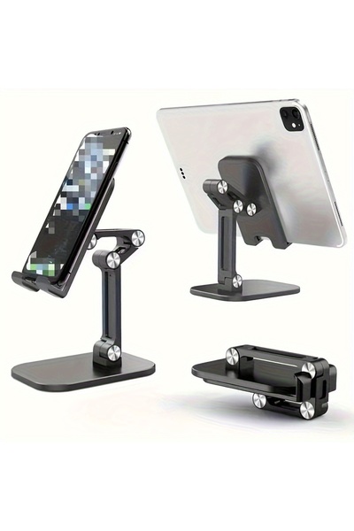 Choice حامل هاتف محمول قابل للطي بثلاثة أقسام باللون الأسود لأجهزة iPhone و iPad و Tablet وطاولة مكتبية مرنة